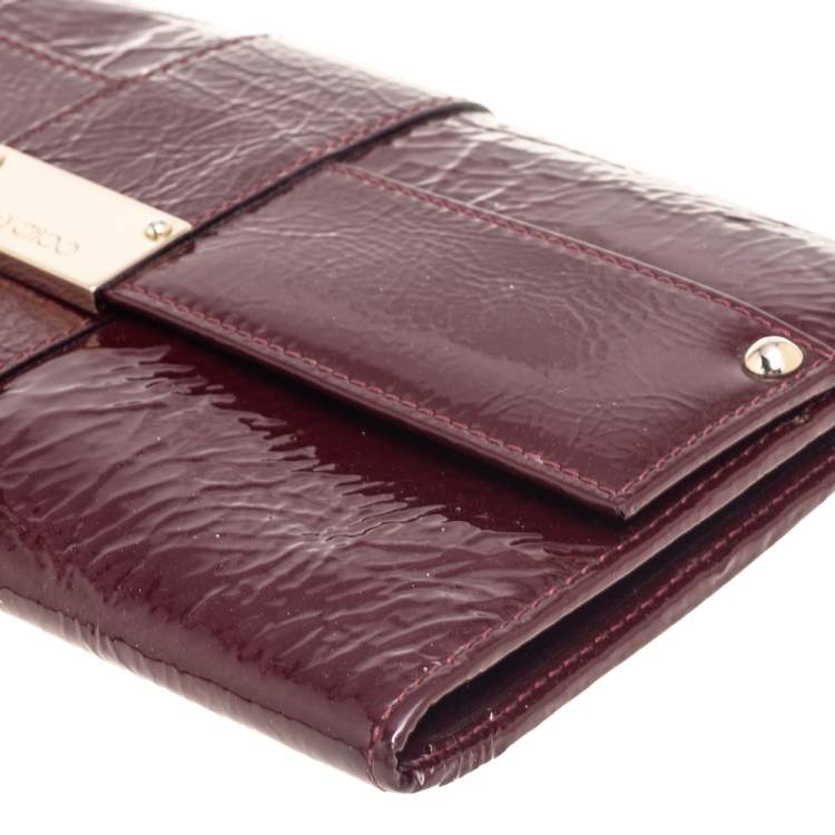Pre Owned Jimmy Choo Burgundy Patent Leather Reese Clutch