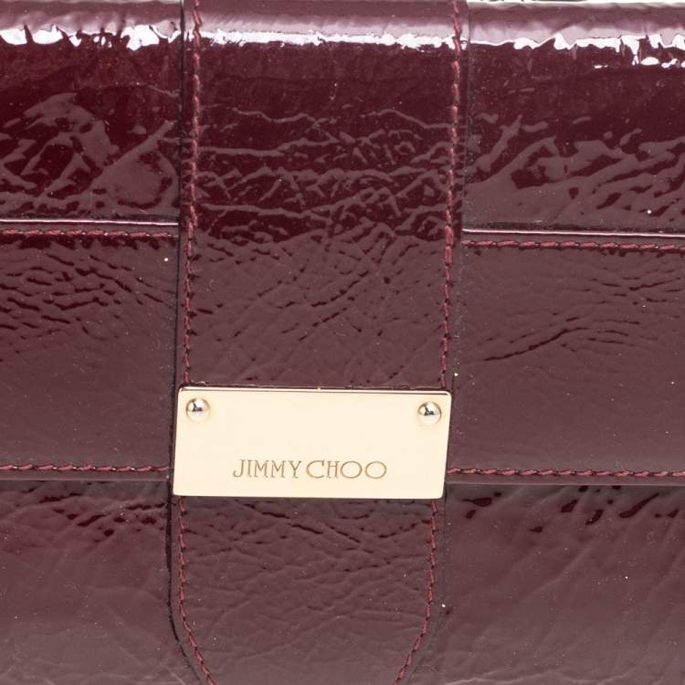 Pre Owned Jimmy Choo Burgundy Patent Leather Reese Clutch
