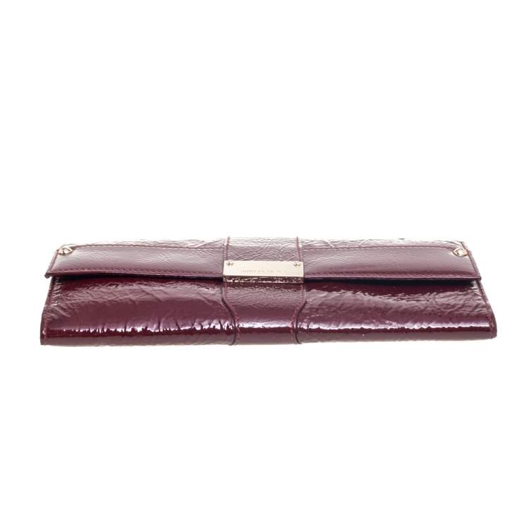 Pre Owned Jimmy Choo Burgundy Patent Leather Reese Clutch