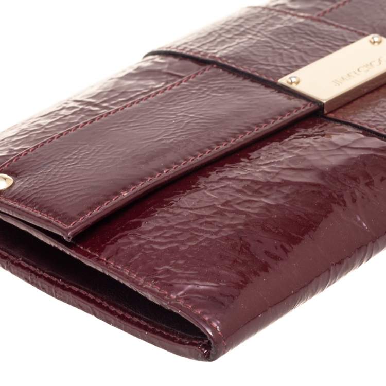 Pre Owned Jimmy Choo Burgundy Patent Leather Reese Clutch