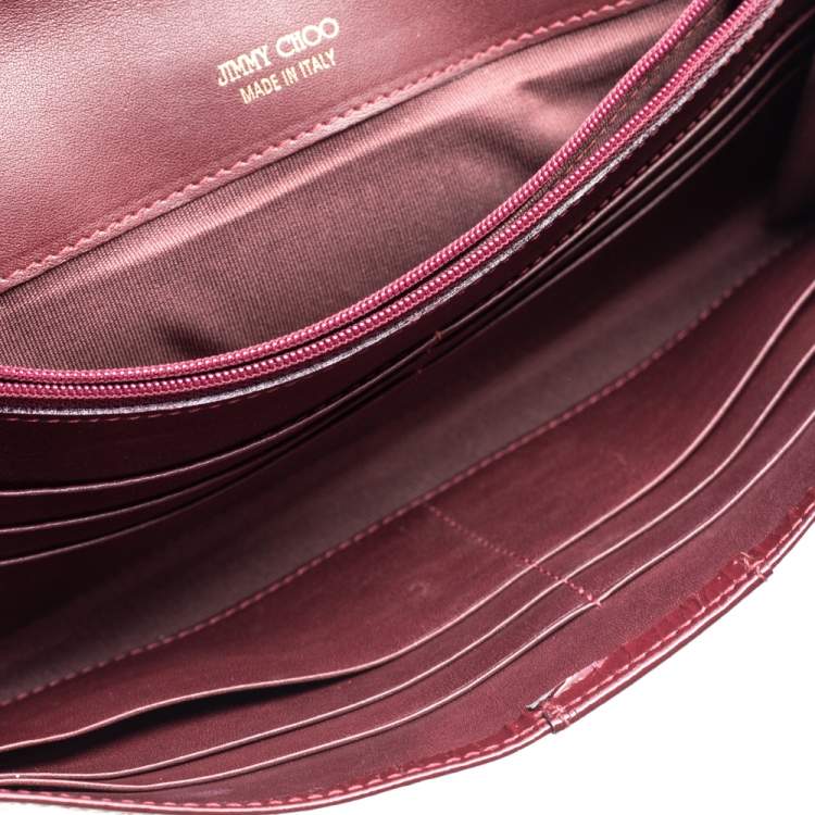 Pre Owned Jimmy Choo Burgundy Patent Leather Reese Clutch