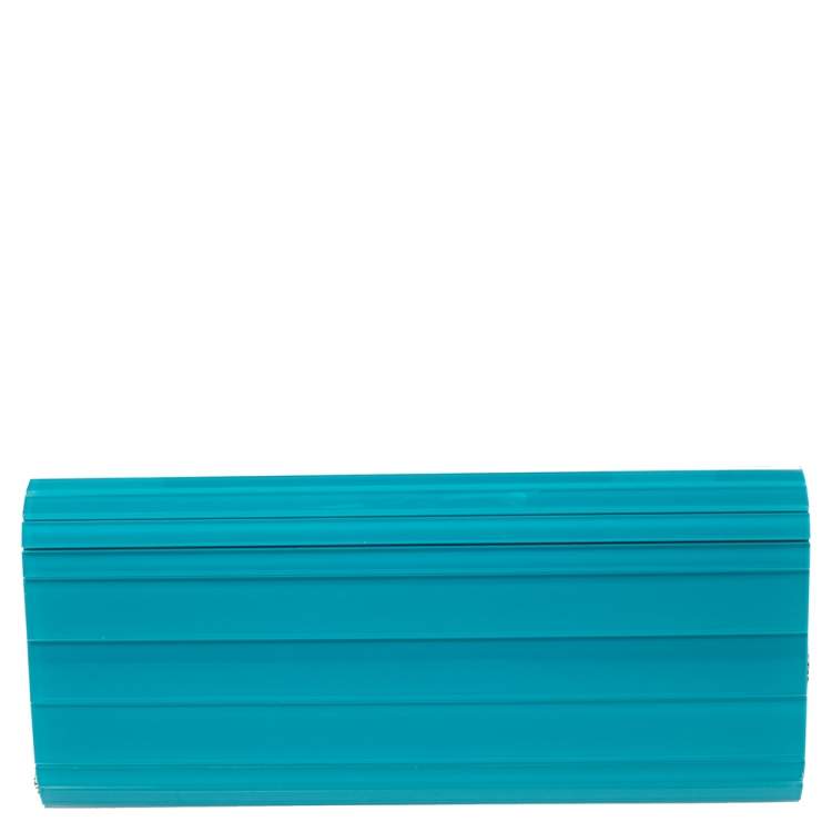 Pre Owned Jimmy Choo Teal Blue Acrylic Sweetie Clutch