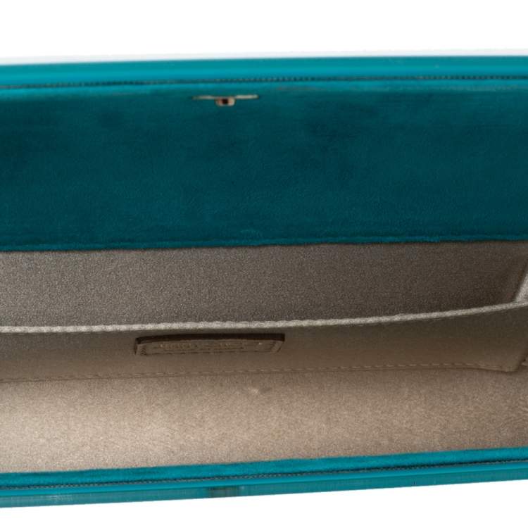 Pre Owned Jimmy Choo Teal Blue Acrylic Sweetie Clutch