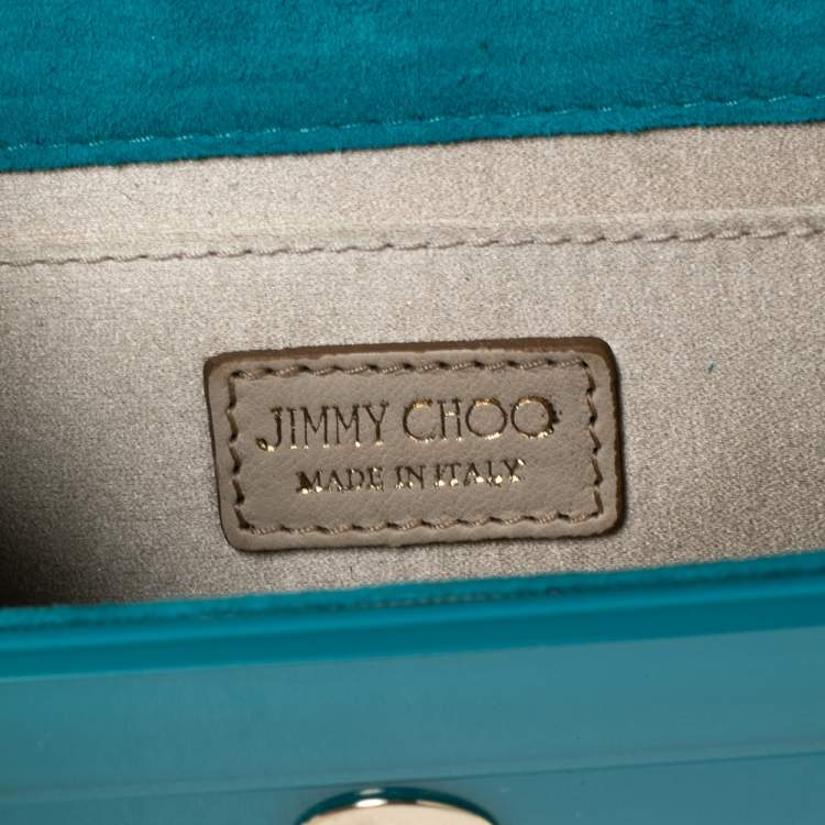 Pre Owned Jimmy Choo Teal Blue Acrylic Sweetie Clutch