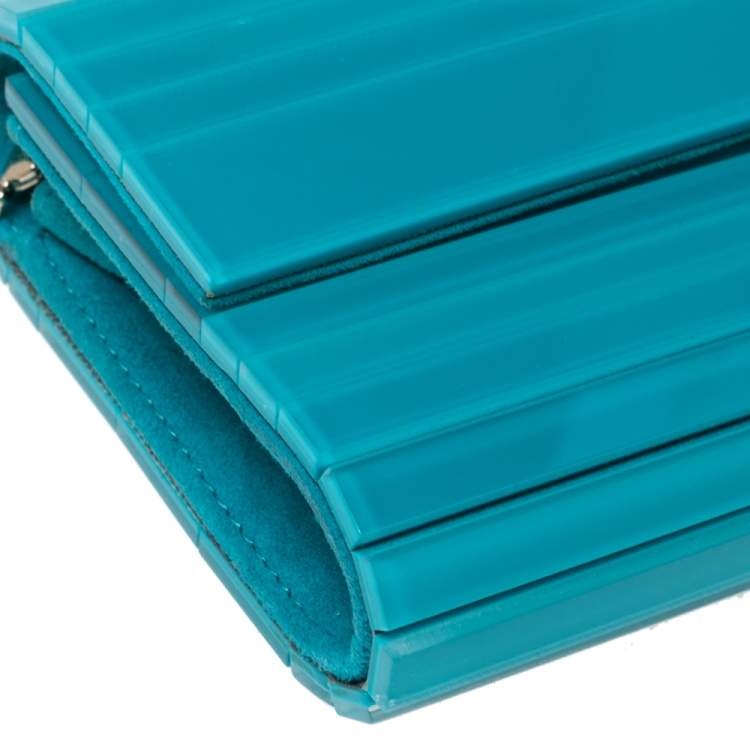 Pre Owned Jimmy Choo Teal Blue Acrylic Sweetie Clutch