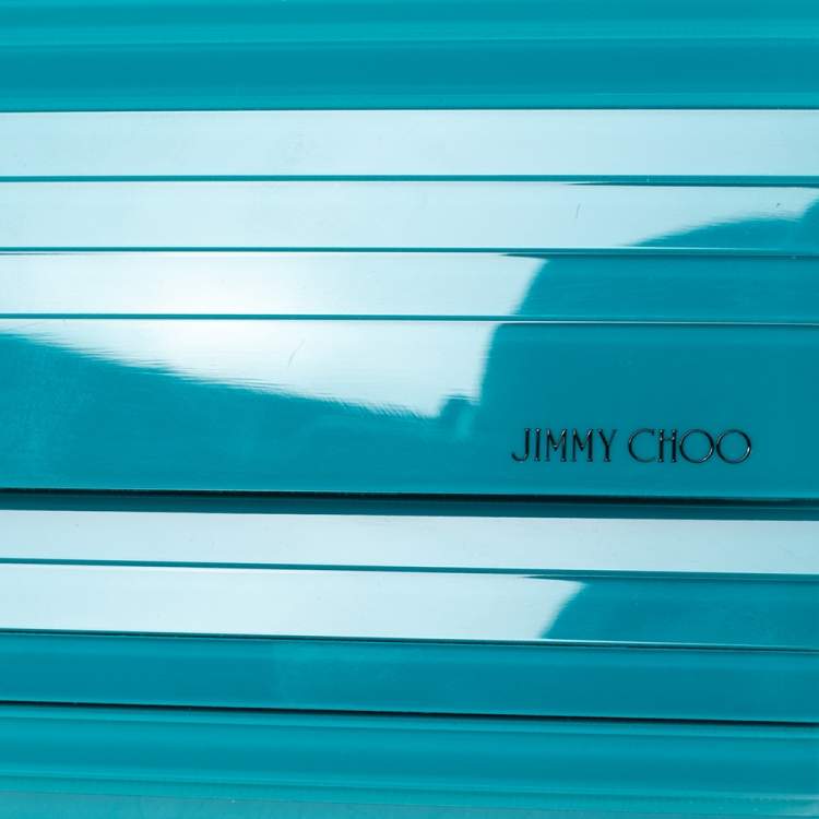Pre Owned Jimmy Choo Teal Blue Acrylic Sweetie Clutch