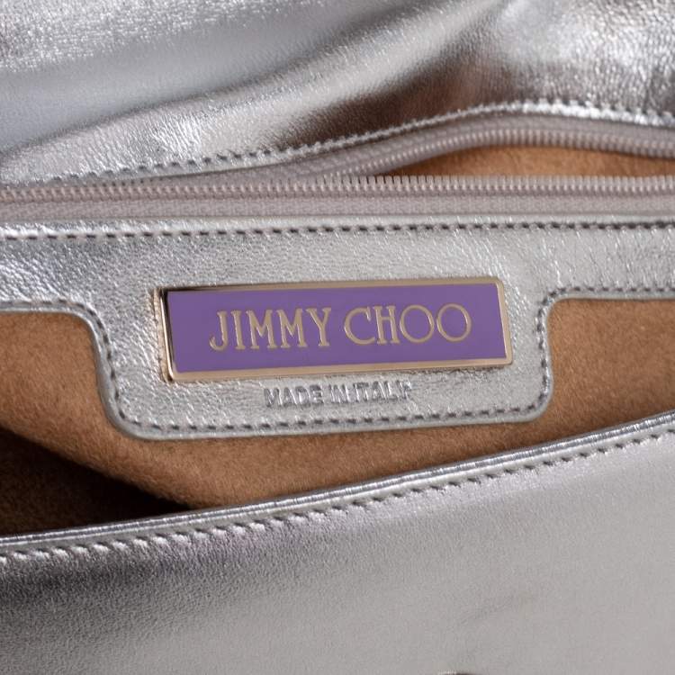 Pre Owned Jimmy Choo Silver Leather Baguette Bag
