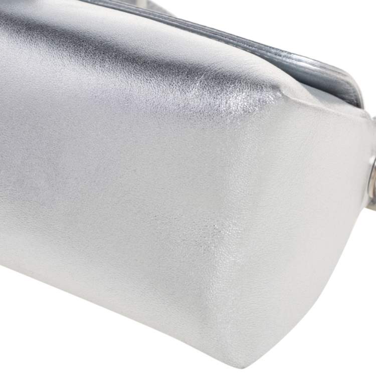 Pre Owned Jimmy Choo Silver Leather Baguette Bag