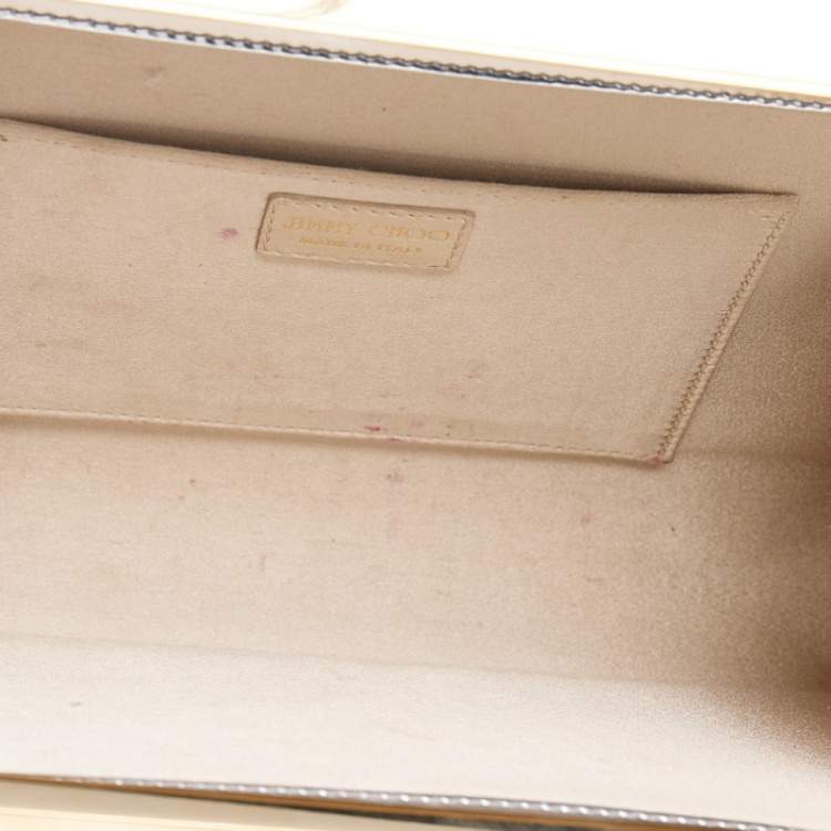 Pre Owned Jimmy Choo Metallic Silver Patent Leather Clutch