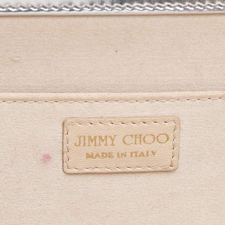 Pre Owned Jimmy Choo Metallic Silver Patent Leather Clutch