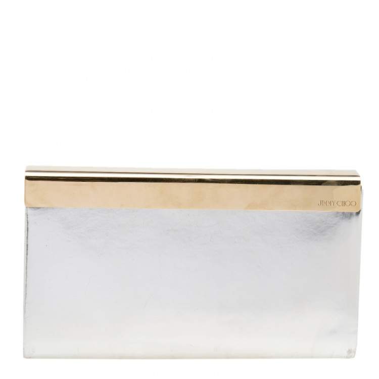 Pre Owned Jimmy Choo Metallic Silver Patent Leather Clutch