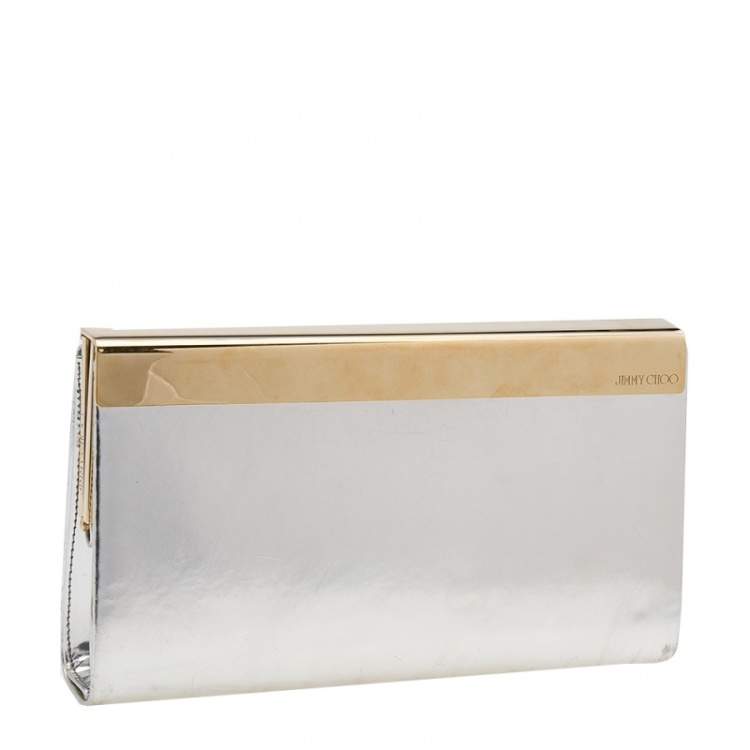 Pre Owned Jimmy Choo Metallic Silver Patent Leather Clutch
