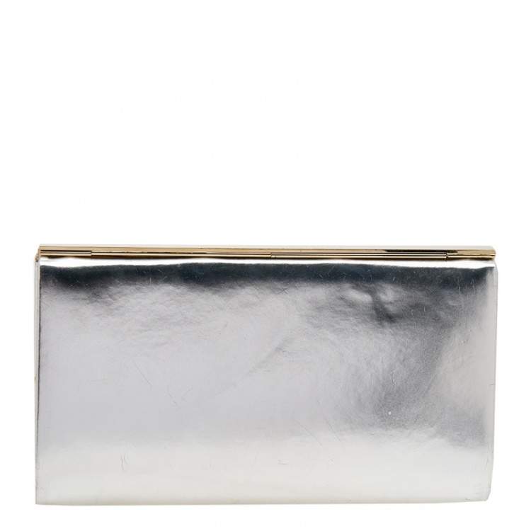 Pre Owned Jimmy Choo Metallic Silver Patent Leather Clutch