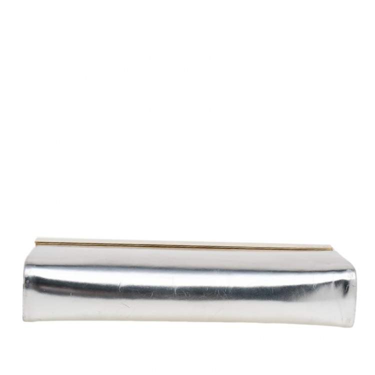 Pre Owned Jimmy Choo Metallic Silver Patent Leather Clutch