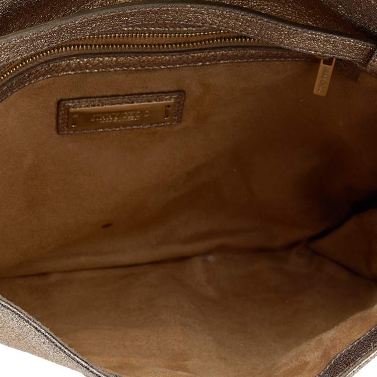 مملوكة مسبقًا Jimmy Choo Metallic Gold Leather Rebel Clutch Bag