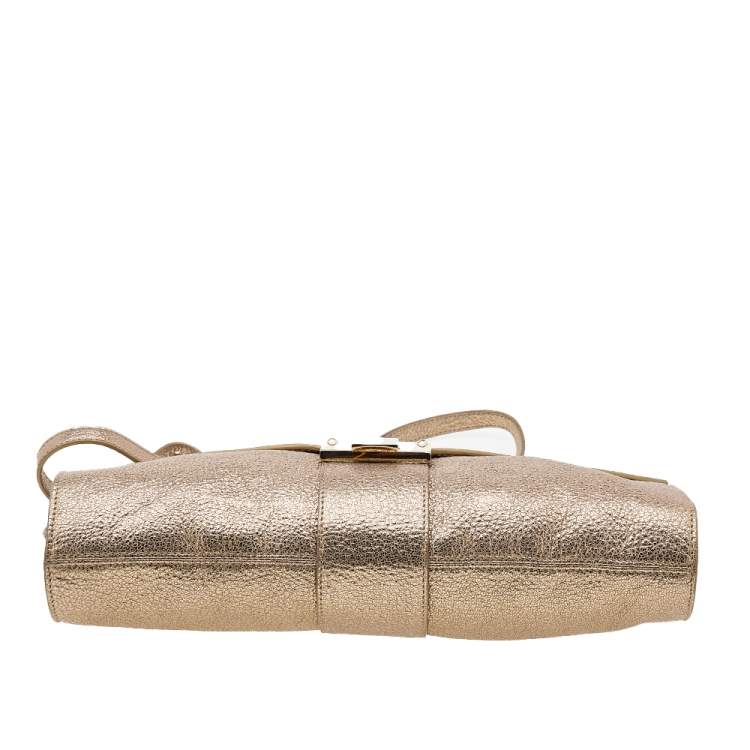 مملوكة مسبقًا Jimmy Choo Metallic Gold Leather Rebel Clutch Bag