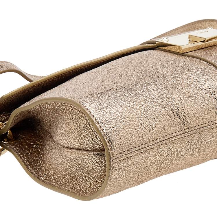 مملوكة مسبقًا Jimmy Choo Metallic Gold Leather Rebel Clutch Bag