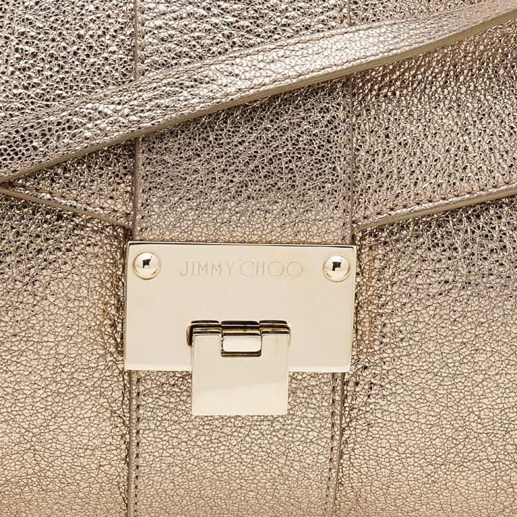 مملوكة مسبقًا Jimmy Choo Metallic Gold Leather Rebel Clutch Bag
