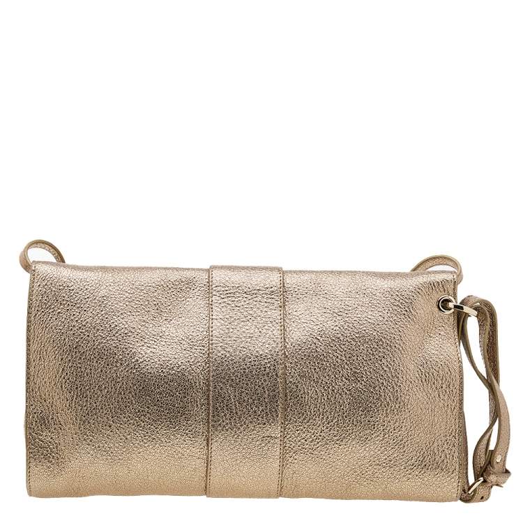 مملوكة مسبقًا Jimmy Choo Metallic Gold Leather Rebel Clutch Bag