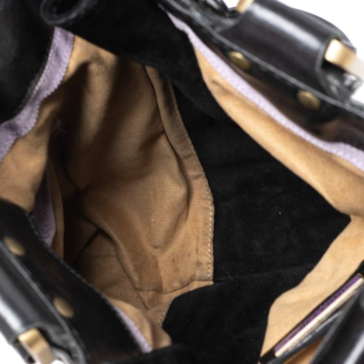 Pre Owned Jimmy Choo Black Leather And Suede Mona Tote