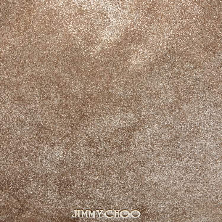 Pre Owned Jimmy Choo Dark Beige Shimmering Suede Small Solar Hobo