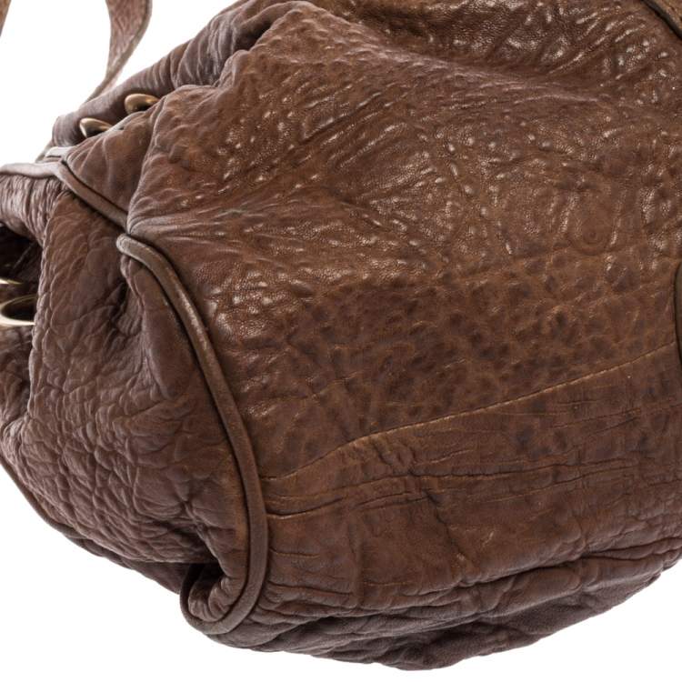 Pre Owned Jimmy Choo Brown Textured Leather Ramona Tote