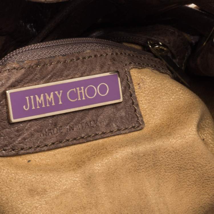 Pre Owned Jimmy Choo Brown Textured Leather Ramona Tote