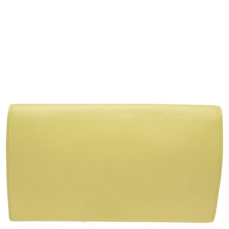 Pre Owned Jimmy Choo Citron Leather Reese Clutch