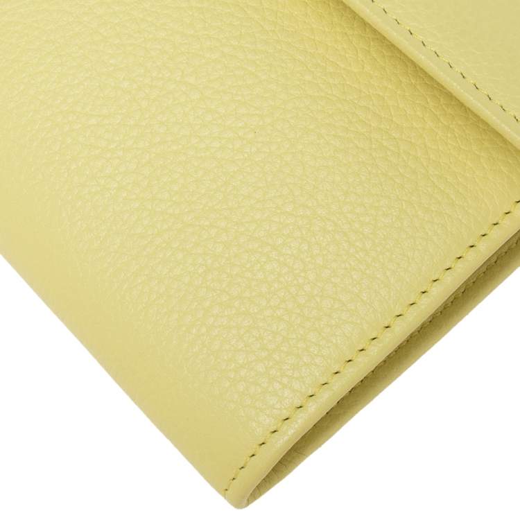 Pre Owned Jimmy Choo Citron Leather Reese Clutch