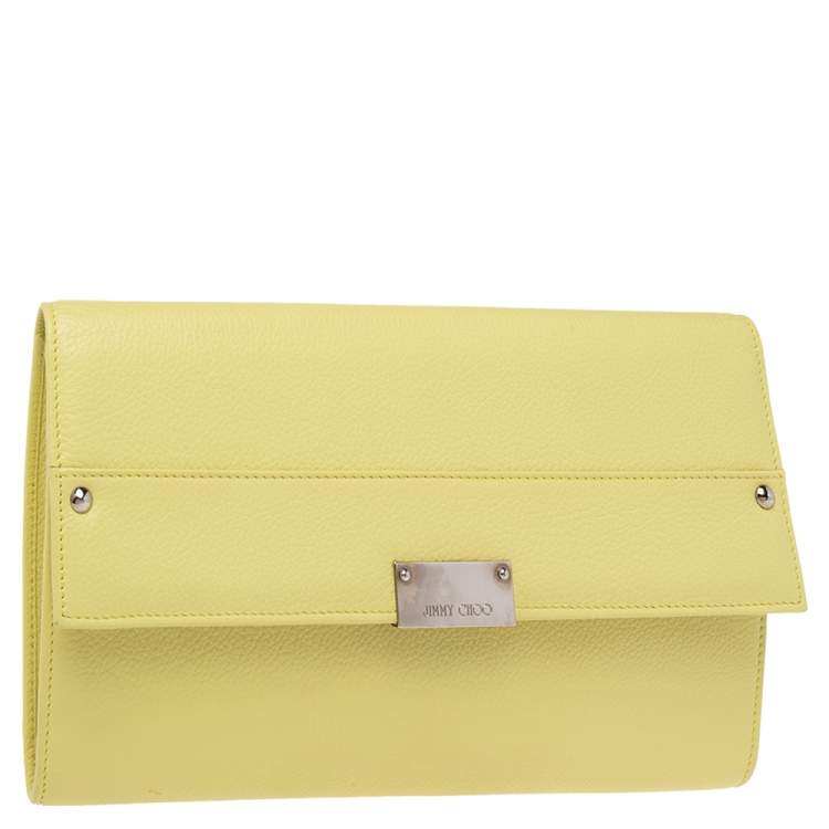 Pre Owned Jimmy Choo Citron Leather Reese Clutch
