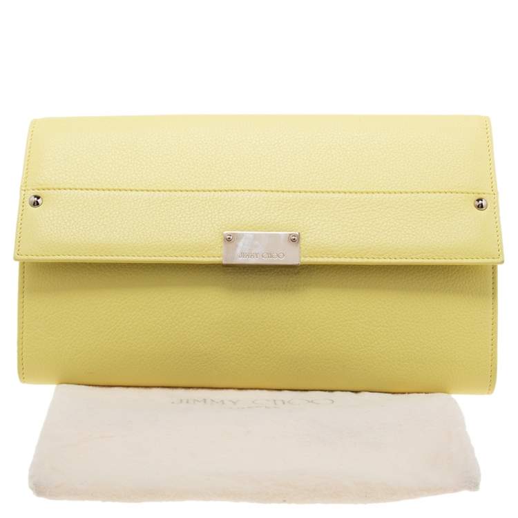 Pre Owned Jimmy Choo Citron Leather Reese Clutch