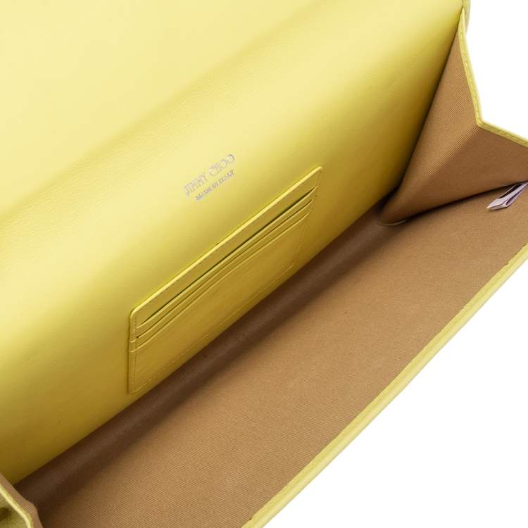 Pre Owned Jimmy Choo Citron Leather Reese Clutch