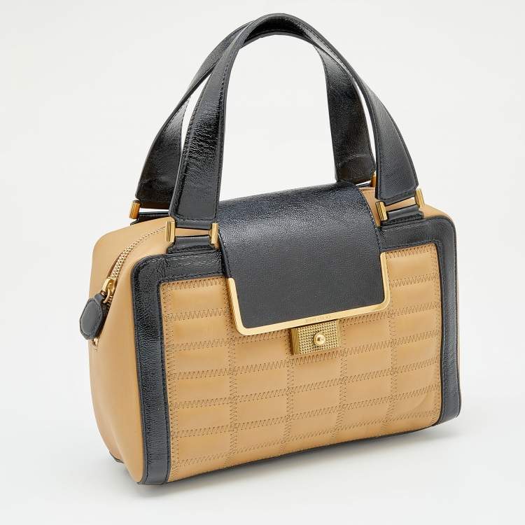 Pre Owned Jimmy Choo Black/Brown Patent and Leather Catherine Box Satchel