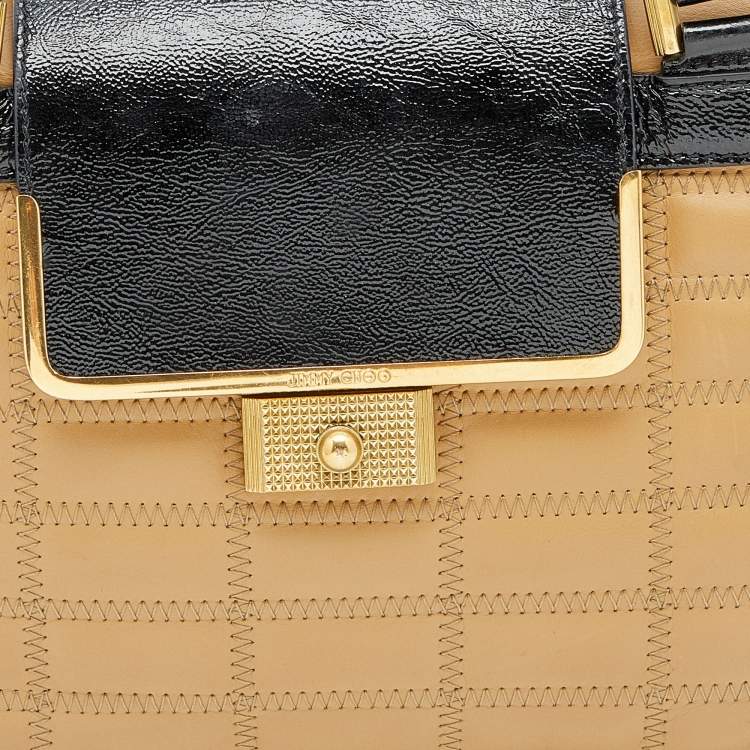 Pre Owned Jimmy Choo Black/Brown Patent and Leather Catherine Box Satchel