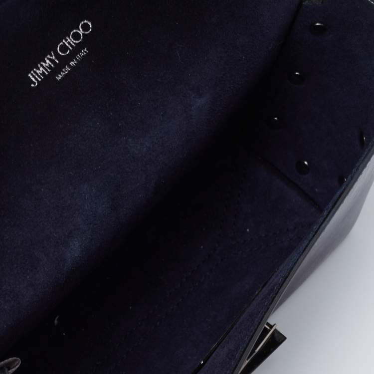 Pre Owned Jimmy Choo Metallic Navy Blue Leather Lockett City Shoulder Bag