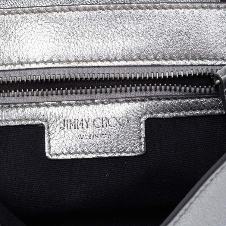 Pre Owned Jimmy Choo Metallic Silver Leather Star Helia Chain Shoulder Bag