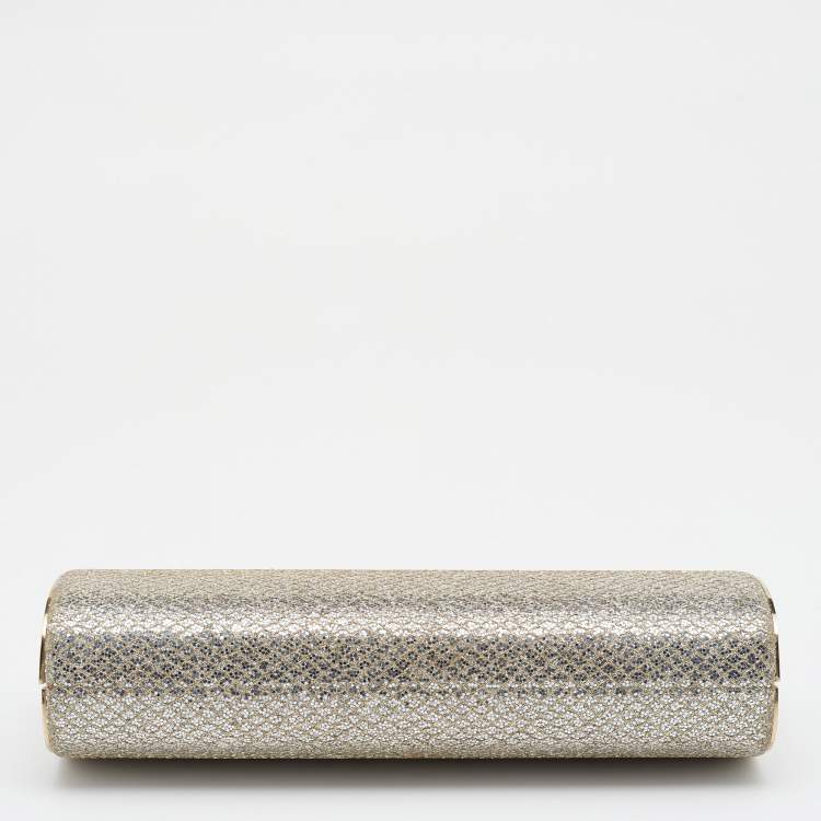 Pre Owned Jimmy Choo Metallic Gold Glitter Fabric Clutch