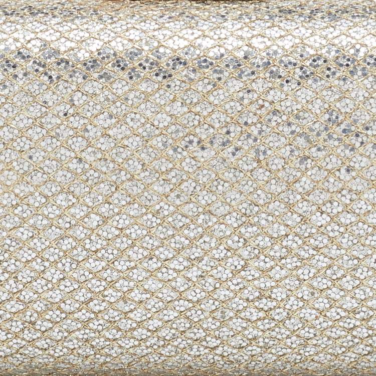 Pre Owned Jimmy Choo Metallic Gold Glitter Fabric Clutch