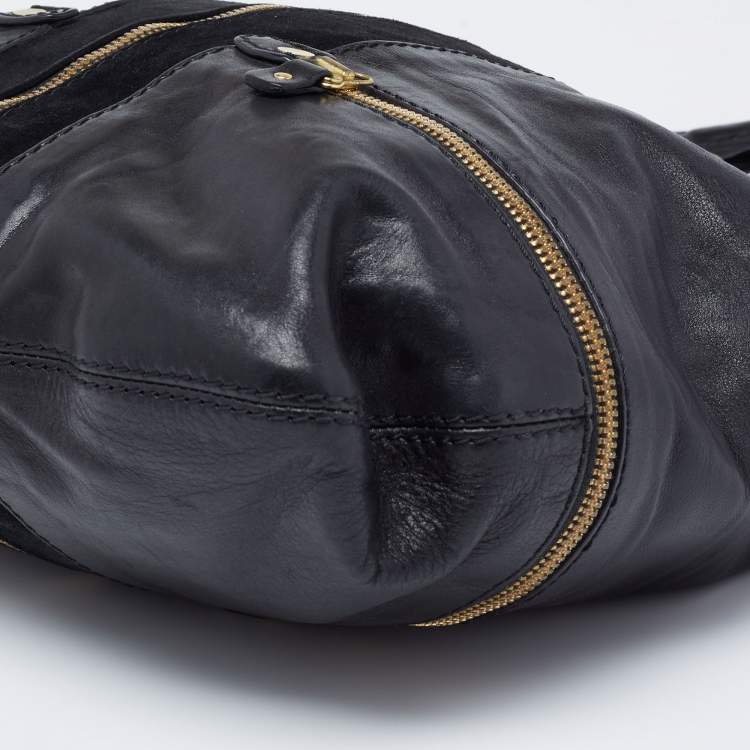 Pre Owned Jimmy Choo Black Leather and Suede Mona Tote