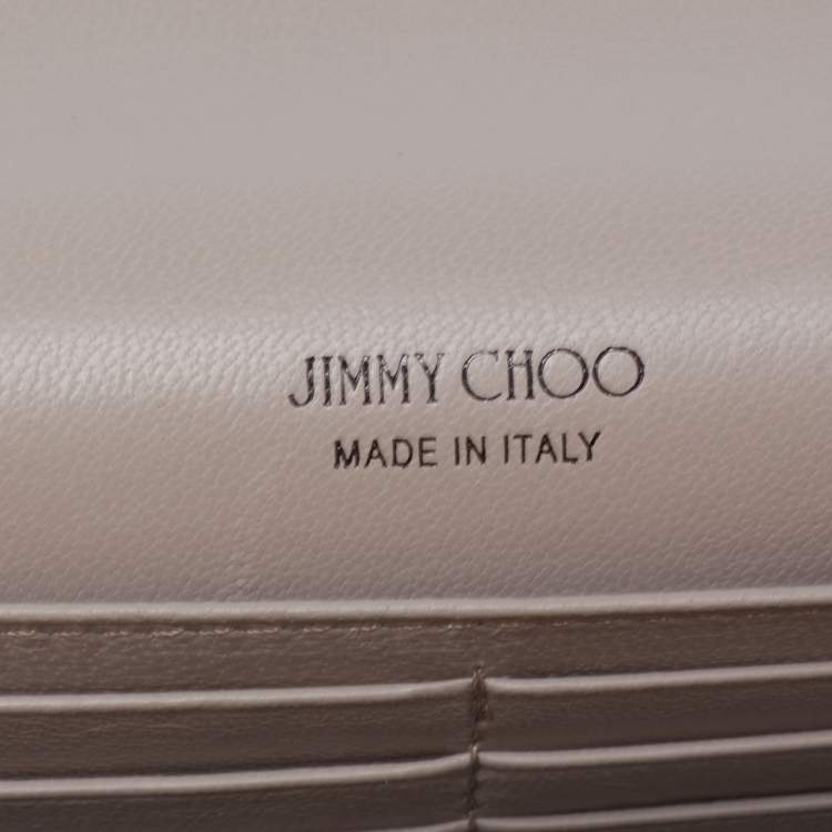 Pre Owned Jimmy Choo Metallic Silver Leather Mini Davine Chain Clutch
