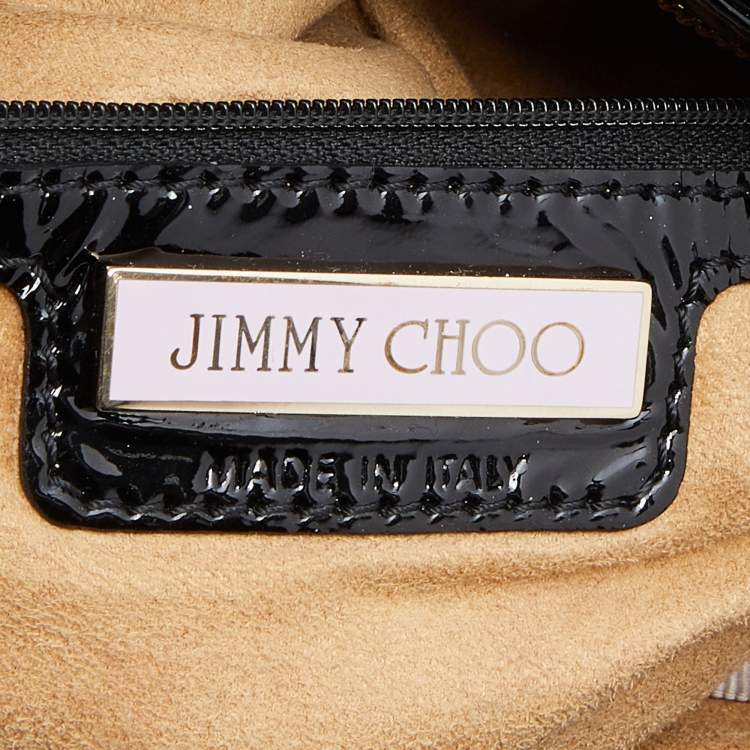 Pre Owned Jimmy Choo Black Patent Leather And Python Handle Saba Hobo
