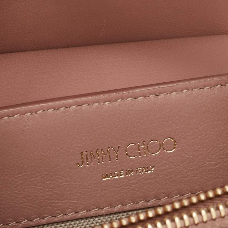 Pre Owned Jimmy Choo Dusty Pink Floral Embroidered Suede and Leather Riley Tote