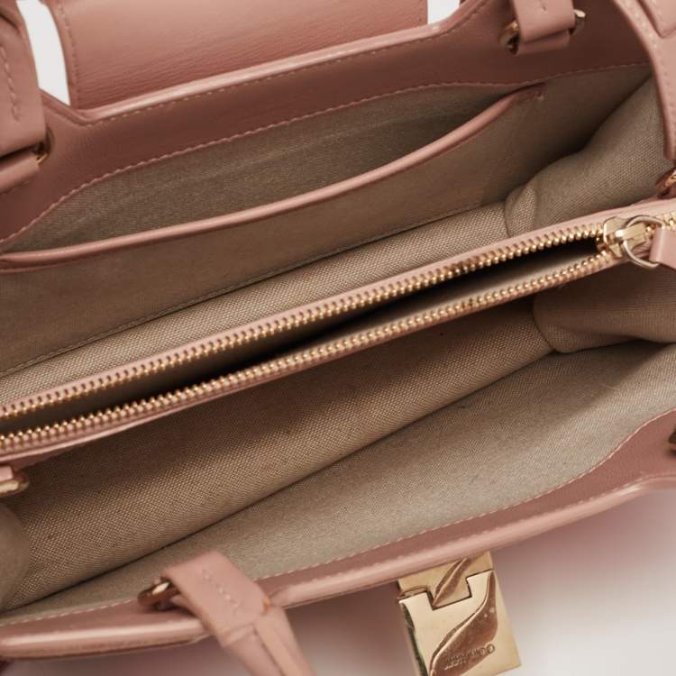Pre Owned Jimmy Choo Dusty Pink Floral Embroidered Suede and Leather Riley Tote