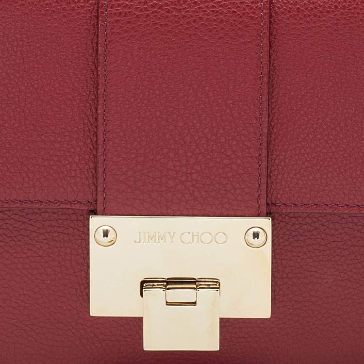 Pre Owned Jimmy Choo Red Leather Rebel Crossbody Bag