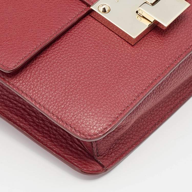 Pre Owned Jimmy Choo Red Leather Rebel Crossbody Bag