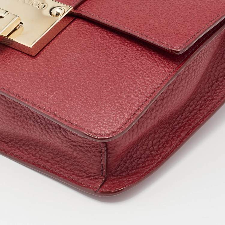 Pre Owned Jimmy Choo Red Leather Rebel Crossbody Bag