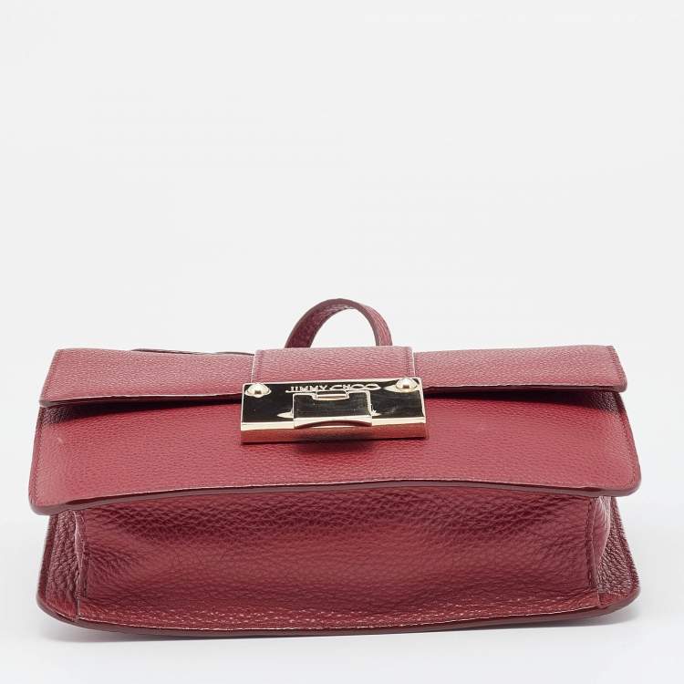 Pre Owned Jimmy Choo Red Leather Rebel Crossbody Bag