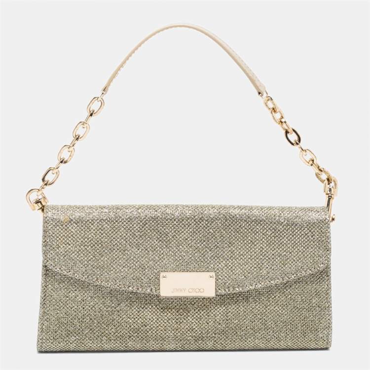 Pre Owned Jimmy Choo Gold/Silver Glitter Riane Clutch Bag