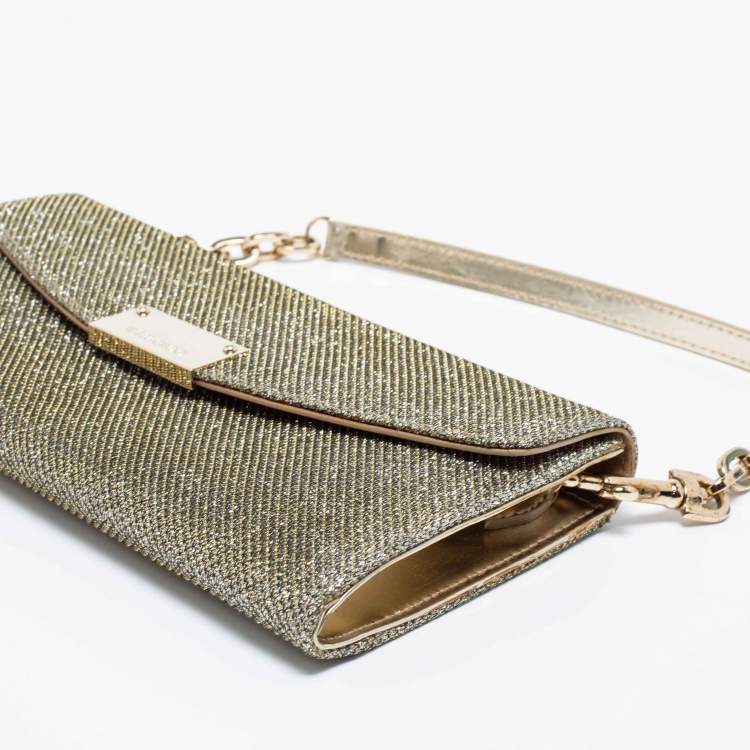 Pre Owned Jimmy Choo Gold/Silver Glitter Riane Clutch Bag