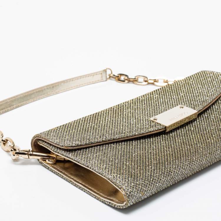 Pre Owned Jimmy Choo Gold/Silver Glitter Riane Clutch Bag